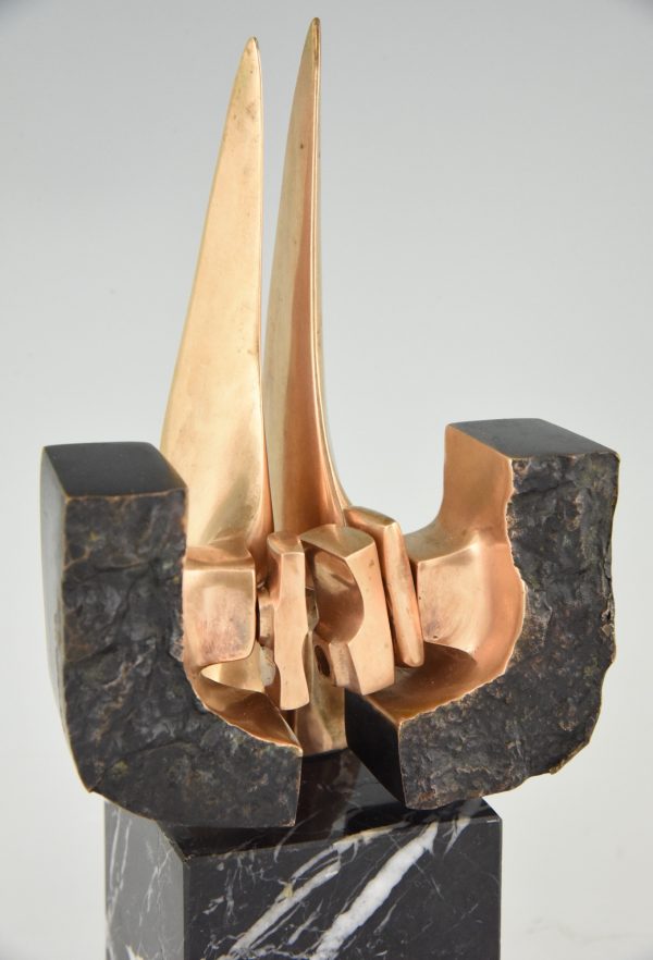 Mid Century Modern abstract bronze sculpture 1970