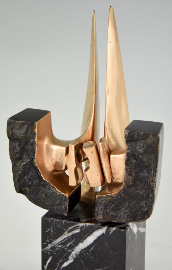 Mid Century Modern abstract bronze sculpture 1970