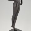 Sculpture en bronze Art Deco femme nue debout.