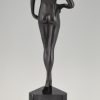 Sculpture en bronze Art Deco femme nue debout.