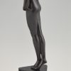 Sculpture en bronze Art Deco femme nue debout.