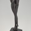 Sculpture en bronze Art Deco femme nue debout.