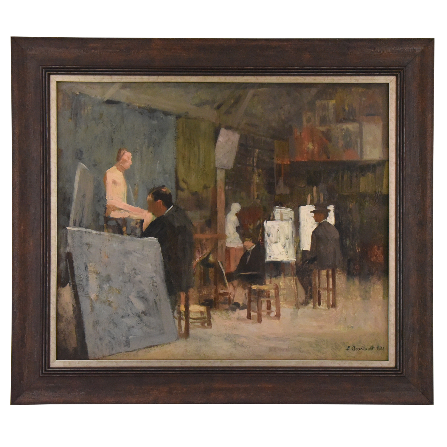 French painting of artists in a painting class or workshop