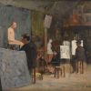 French painting of artists in a painting class or workshop