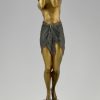 Art Deco bronzen beeld oriëntaalse vrouw met schaal