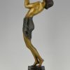 Art Deco sculpture bronze oriental lady with tray