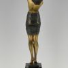 Art Deco sculpture bronze oriental lady with tray