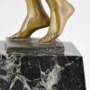 Art Deco sculpture bronze oriental lady with tray