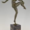 Art Deco bronze sculpture danseuse nue au tambourin
