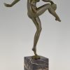 Art Deco bronze sculpture nude tambourine dancer