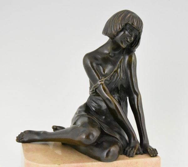 Art Deco bronze bookends lady and satyr