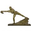 Art Deco bronze of an athletic man with rope