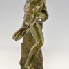 Art Deco sculpture bronze homme tirant une corde