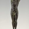 Art Deco bronze sculpture athletic man with palm leaf Victory