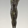 Art Deco Skulptur Bronze Athletische Mann mit Palmblatt Der Sieg