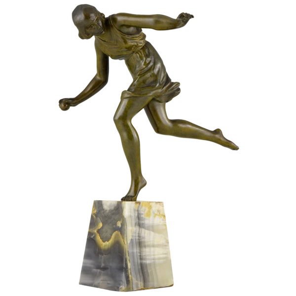 Art Deco bronze sculpture girl with ball