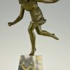 Art Deco bronzen beeld vrouw met bal