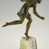 Art Deco Bronze Skulptur Frau mit Ball