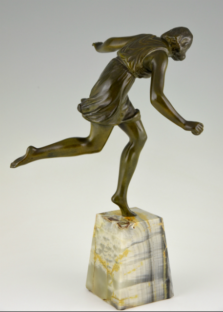 Art Deco Bronze Skulptur Frau mit Ball
