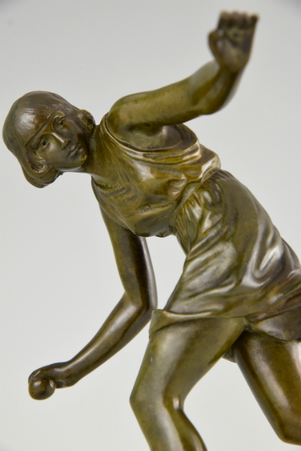 Art Deco bronze sculpture girl with ball