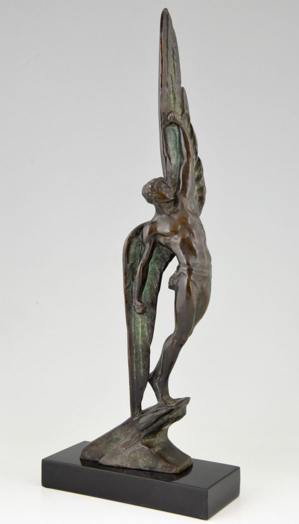 Art Deco bronze sculpture Icarus