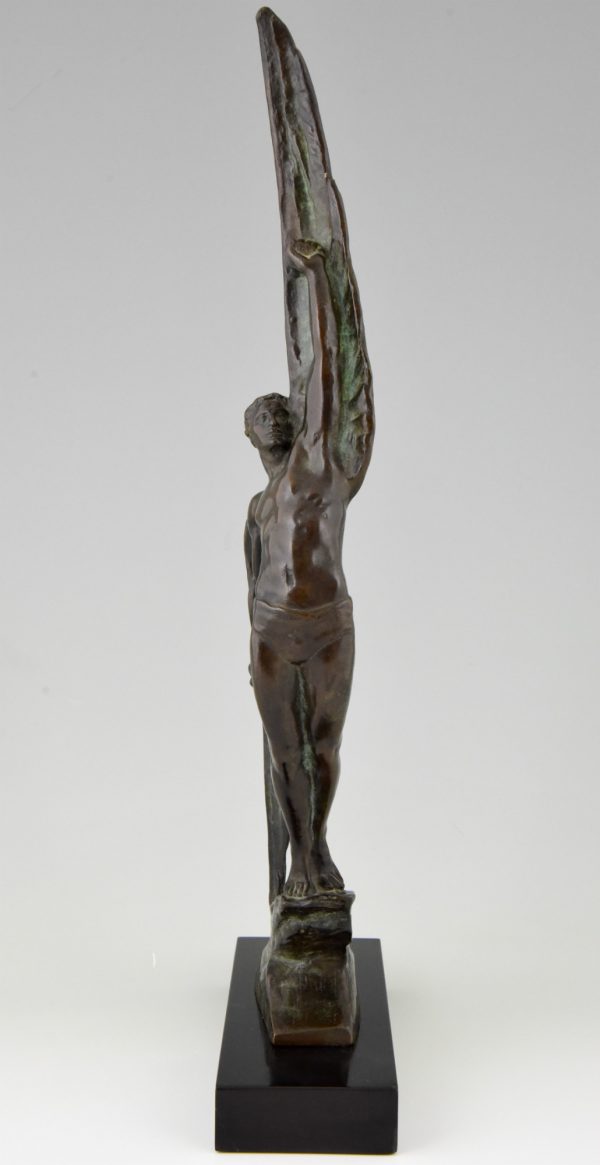 Art Deco brons beeld Icarus