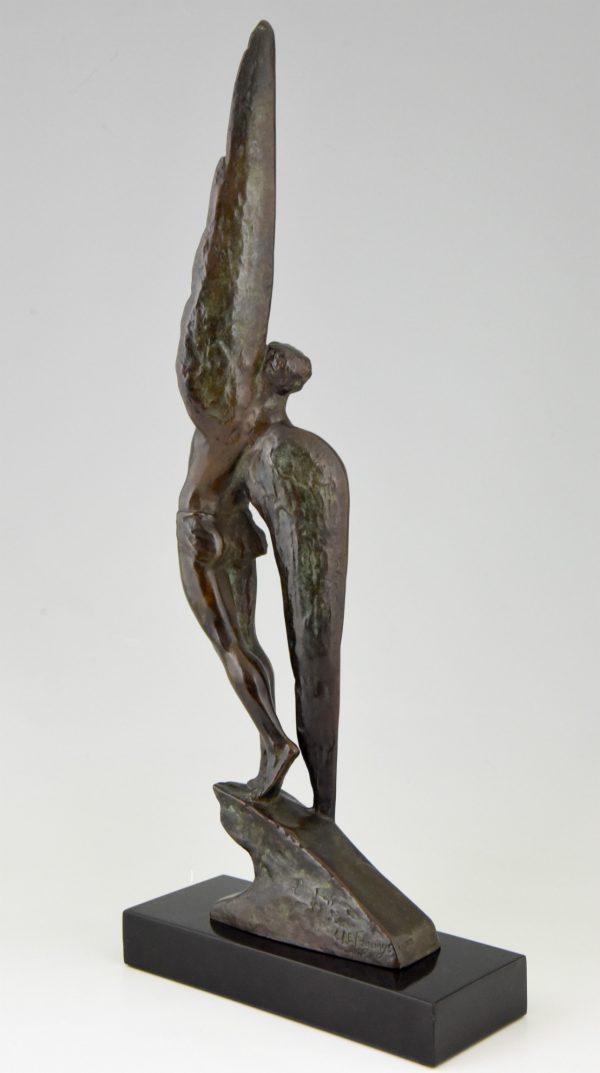 Art Deco brons beeld Icarus