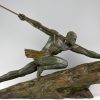 Art Deco bronze sculpture man with spear