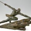 Art Deco bronze sculpture man with spear