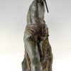 Art Deco bronze sculpture man with spear