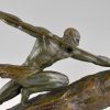 Art Deco bronze sculpture man with spear