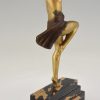 Art Deco bronze sculpture nude dancer with Thyrsus