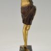 Art Deco bronze sculpture nude dancer with Thyrsus