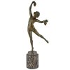 Art Deco bronzen beeld naakt met druiven