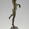 Art Deco Bronze Tänzerin Akt mit Trauben