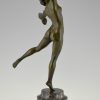 Art Deco bronze sculpture nude with grapes
