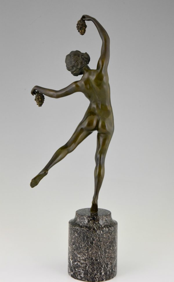 Bronze Art Deco danseuse nue aux raisins