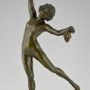 Art Deco bronzen beeld naakt met druiven