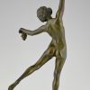 Art Deco bronzen beeld naakt met druiven
