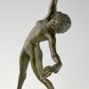 Art Deco bronze sculpture nude with grapes