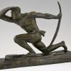 Art Deco bronze sculpture of a male archer