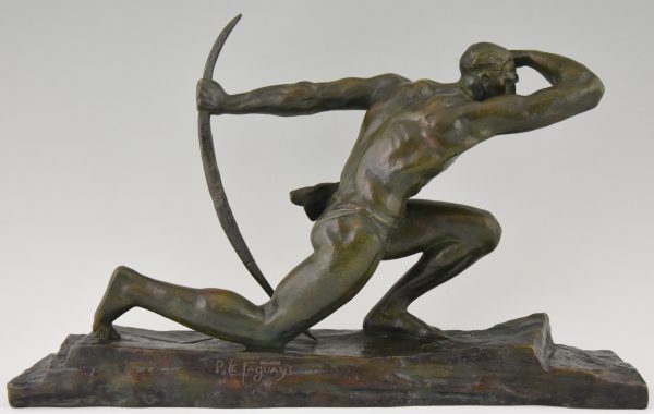 Art Deco sculpture en bronze archer