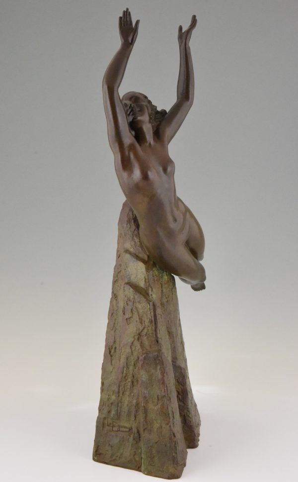 Art Deco bronzen beeld naakte vrouw