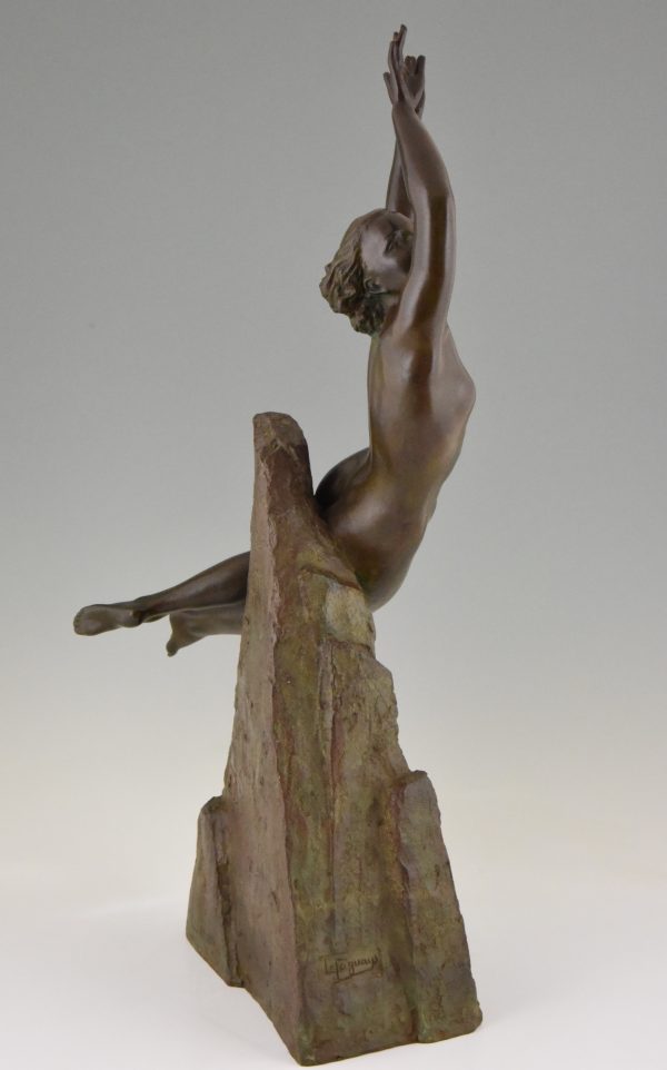 Art Deco sculpture en bronze d’une nue