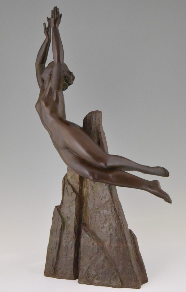 Art Deco bronzen beeld naakte vrouw