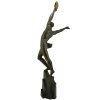 Art Deco Bronze Skulptur Athletische Mann mit Lorbeer 110 cm