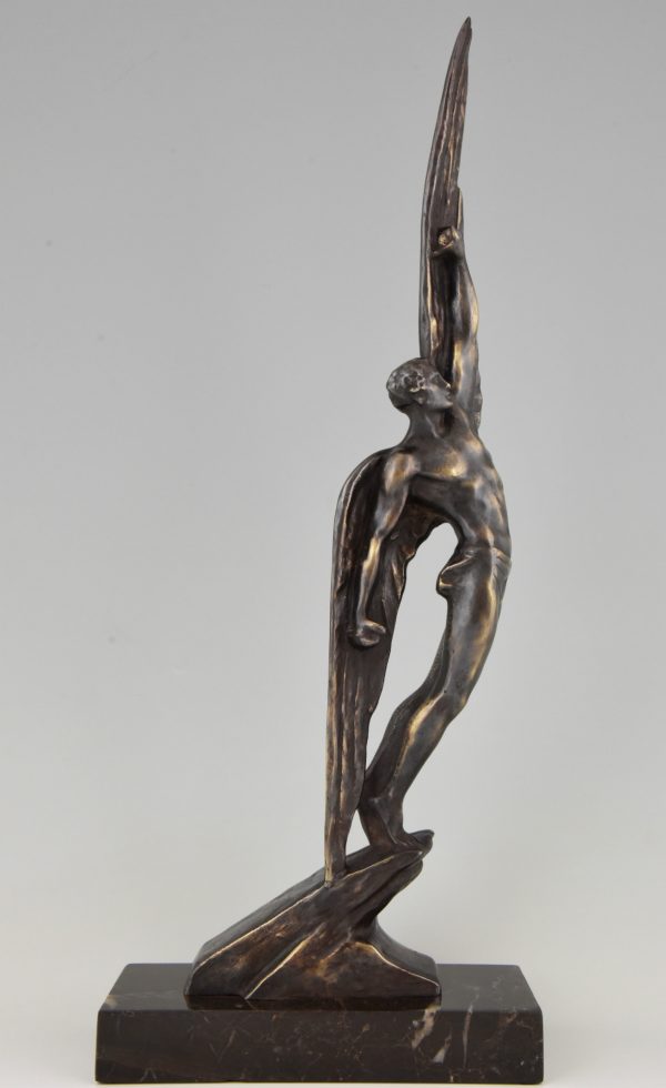 Art Deco bronze sculpture of Icarus.