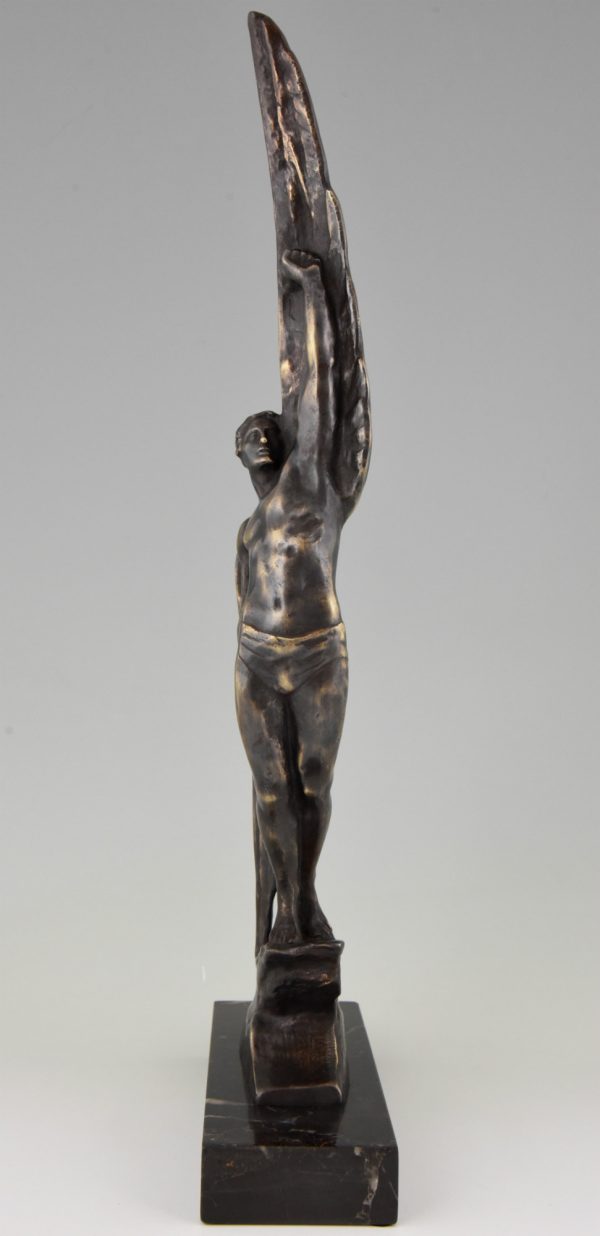 Art Deco bronzen beeld Icarus