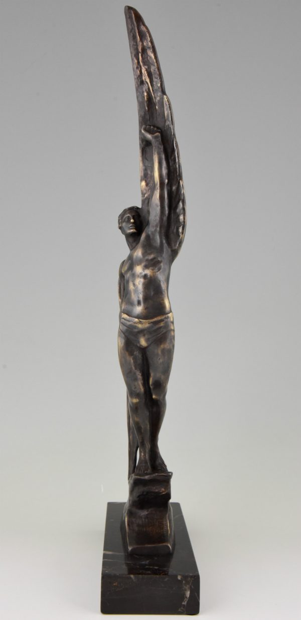 Art Deco bronze sculpture of Icarus.