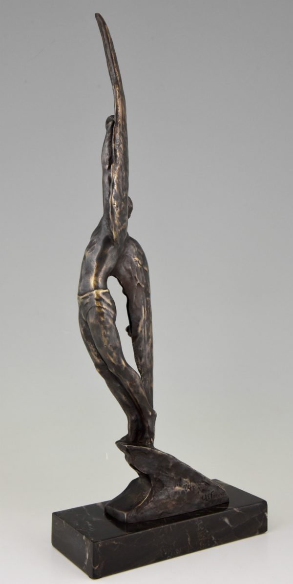 Art Deco bronzen beeld Icarus